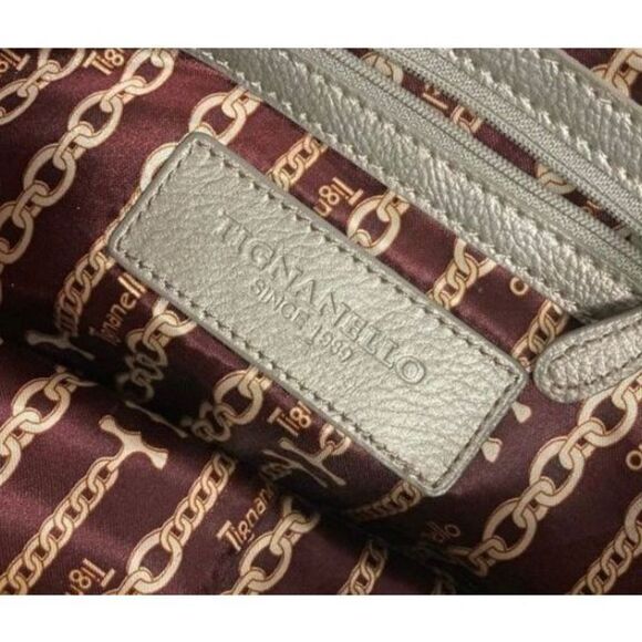 TIGNANELLO Women’s Double Strap Metallic Pebble Leather Handbag 8.5X4.5X…‎ - Picture 7 of 12